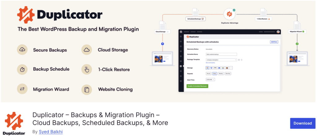 Duplicator plugin
